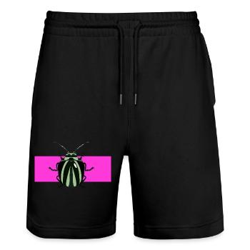 Abstract bug desgin - Stanley/Stella Unisex Bio Joggingshorts Trainer  - Schwarz - Vorne - Nik (191cm) & Marisol (170cm)