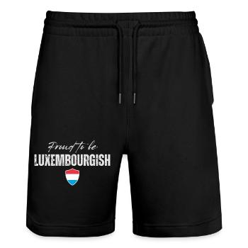 Flag of Luxembourg, Luxembourg pride - Stanley/Stella Trainer Unisex Organic Jogging Shorts - black - Front - Nik (191cm) & Marisol (170cm)