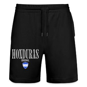 Ursprünglich aus Honduras, geboren in Honduras - Stanley/Stella Unisex Bio Joggingshorts Trainer  - Schwarz - Vorne - Nik (191cm) & Marisol (170cm)