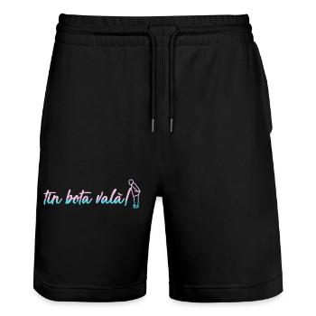 Abstrakte Grafiken in bunten Farben - Stanley/Stella Unisex Bio Joggingshorts Trainer  - Schwarz - Vorne - Nik (191cm) & Marisol (170cm)