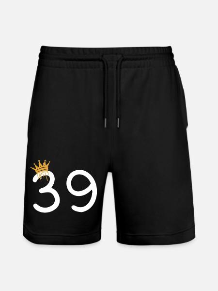 Kungligt nummer 39 med guldkrona - Ekologiska joggingshorts Trainer unisex från Stanley/Stella - svart