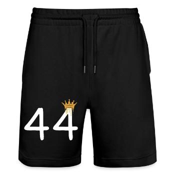 Artistic number crown 44 print for trendy looks - Stanley/Stella Trainer Unisex Organic Jogging Shorts - black - Front - Nik (191cm) & Marisol (170cm)