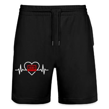 Retro Music Heart Cassette - Stanley/Stella Trainer Unisex Organic Jogging Shorts - black - Front - Nik (191cm) & Marisol (170cm)