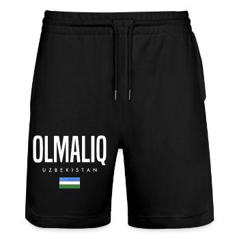 Olmaliq Ouzbékistan - Short de jogging bio TRAINER Stanley/Stella unisexe - noir - Devant - Nik (191cm) & Marisol (170cm)