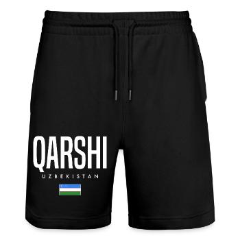 Qarshi Ouzbékistan - Short de jogging bio TRAINER Stanley/Stella unisexe - noir - Devant - Nik (191cm) & Marisol (170cm)