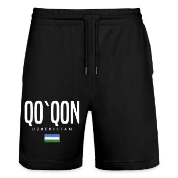 Qo'qon Ouzbékistan - Short de jogging bio TRAINER Stanley/Stella unisexe - noir - Devant - Nik (191cm) & Marisol (170cm)
