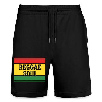 Reggae Soul Jamaica Style - Stanley/Stella Trainer Unisex Organic Jogging Shorts - black - Front - Nik (191cm) & Marisol (170cm)