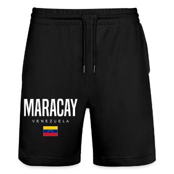 Maracay Venezuela - Stanley/Stella Trainer Unisex Organic Jogging Shorts - black - Front - Nik (191cm) & Marisol (170cm)