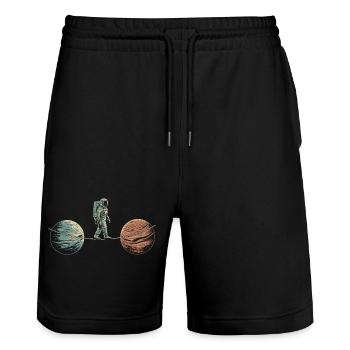 Space Acrobatics Art Design - Stanley/Stella Trainer Unisex Organic Jogging Shorts - black - Front - Nik (191cm) & Marisol (170cm)