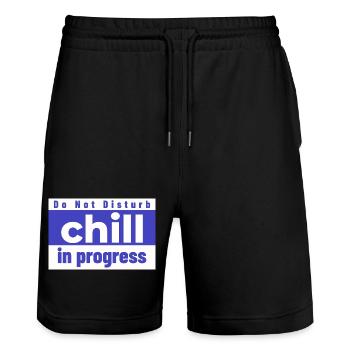 Bitte nicht stören Chill in Bearbeitung - Stanley/Stella Unisex Bio Joggingshorts Trainer  - Schwarz - Vorne - Nik (191cm) & Marisol (170cm)
