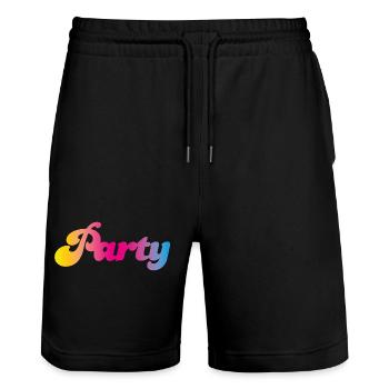 Party Verlauf feiern Mallorca farbenfroh Farbe Fun - Stanley/Stella Unisex Bio Joggingshorts Trainer  - Schwarz - Vorne - Nik (191cm) & Marisol (170cm)
