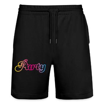 Party Schnörkel feiern bunt Regenbogen Kontur Fun - Stanley/Stella Unisex Bio Joggingshorts Trainer  - Schwarz - Vorne - Nik (191cm) & Marisol (170cm)