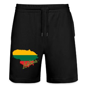 Karte von Litauen, Flagge Litauens - Stanley/Stella Unisex Bio Joggingshorts Trainer  - Schwarz - Vorne - Nik (191cm) & Marisol (170cm)