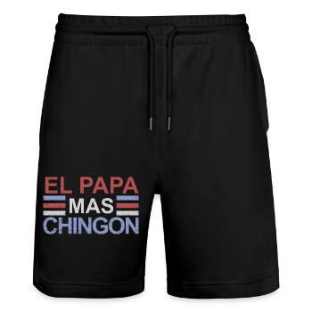 El Papa Mas Chingon - Stanley/Stella Trainer Unisex Organic Jogging Shorts - black - Front - Nik (191cm) & Marisol (170cm)