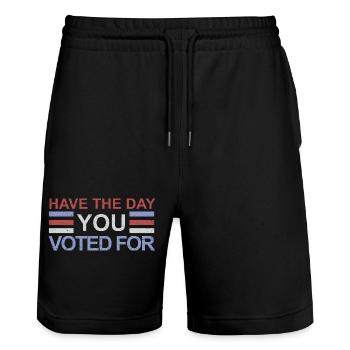 Relive the day you voted for - Stanley/Stella Trainer Unisex Organic Jogging Shorts - black - Front - Nik (191cm) & Marisol (170cm)