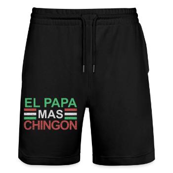 El Papa Mas Chingon - Stanley/Stella Trainer Unisex Organic Jogging Shorts - black - Front - Nik (191cm) & Marisol (170cm)