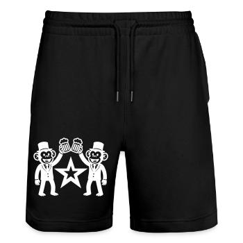 Affe Bräutigam Team Lustig Jga - Stanley/Stella Unisex Bio Joggingshorts Trainer  - Schwarz - Vorne - Nik (191cm) & Marisol (170cm)
