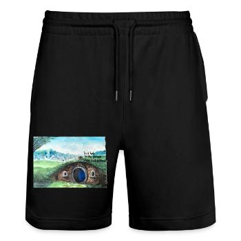 Tolkien Hole Landschaftskunst - Stanley/Stella Unisex Bio Joggingshorts Trainer  - Schwarz - Vorne - Nik (191cm) & Marisol (170cm)