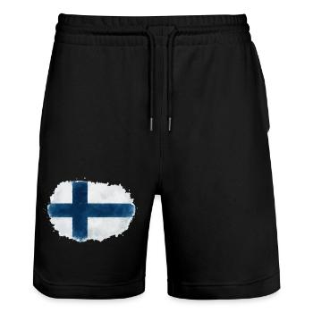 Tache du drapeau finlandais - Short de jogging bio TRAINER Stanley/Stella unisexe - noir - Devant - Nik (191cm) & Marisol (170cm)
