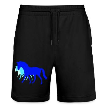 3 Horses Silhouette Team Rider Riding Friends Cute - Stanley/Stella Trainer Unisex Organic Jogging Shorts - black - Front - Nik (191cm) & Marisol (170cm)