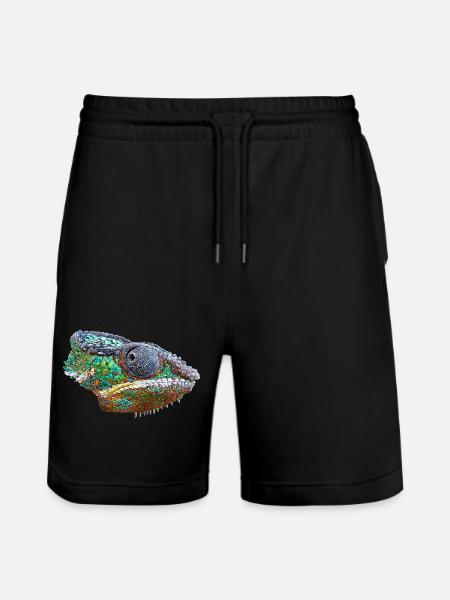 Bunte Chamäleon Illustration - Stanley/Stella Unisex Bio Joggingshorts Trainer  - Schwarz