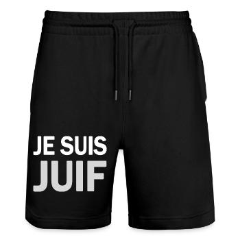 T SHIRT JE SUIS JUIF - Short de jogging bio TRAINER Stanley/Stella unisexe - noir - Devant - Nik (191cm) & Marisol (170cm)