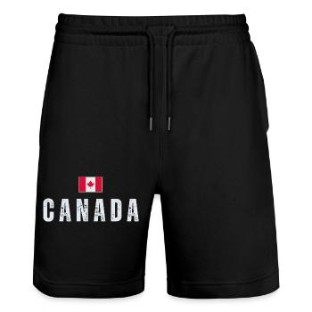 Canadian flag, Canadian patriot - Stanley/Stella Trainer Unisex Organic Jogging Shorts - black - Front - Nik (191cm) & Marisol (170cm)