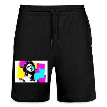 Künstlerisches Porträt im Pop-Art-Stil - Stanley/Stella Unisex Bio Joggingshorts Trainer  - Schwarz - Vorne - Nik (191cm) & Marisol (170cm)