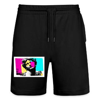 Classic sculpture in urban pop art style - Stanley/Stella Trainer Unisex Organic Jogging Shorts - black - Front - Nik (191cm) & Marisol (170cm)