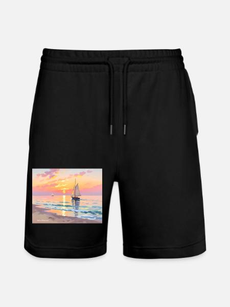 Nautical Sunset on the Beach - Stanley/Stella Trainer Unisex Organic Jogging Shorts - black