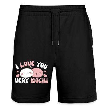 I love you very mochi kawaii reiskuchen mochi - Stanley/Stella Unisex Bio Joggingshorts Trainer  - Schwarz - Vorne - Nik (191cm) & Marisol (170cm)