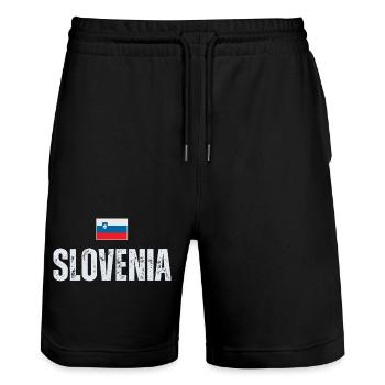 Slowenische Flagge, slowenischer Patriot - Stanley/Stella Unisex Bio Joggingshorts Trainer  - Schwarz - Vorne - Nik (191cm) & Marisol (170cm)