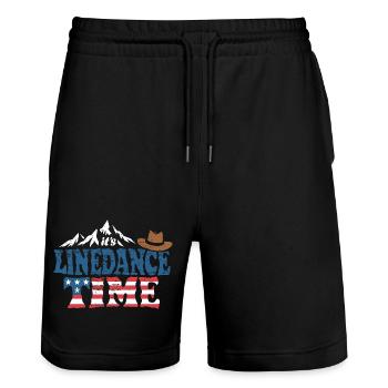 It's linedance time, Linedancing, Country USA - Stanley/Stella Unisex Bio Joggingshorts Trainer  - Schwarz - Vorne - Nik (191cm) & Marisol (170cm)