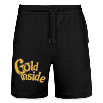 GOLD inside - Stanley/Stella Trainer Unisex Organic Jogging Shorts - black - Front - Nik (191cm) & Marisol (170cm)