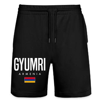 Gyumri, Arménie - Short de jogging bio TRAINER Stanley/Stella unisexe - noir - Devant - Nik (191cm) & Marisol (170cm)
