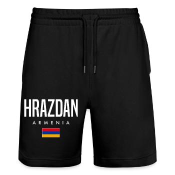 Hrazdan, Arménie - Short de jogging bio TRAINER Stanley/Stella unisexe - noir - Devant - Nik (191cm) & Marisol (170cm)