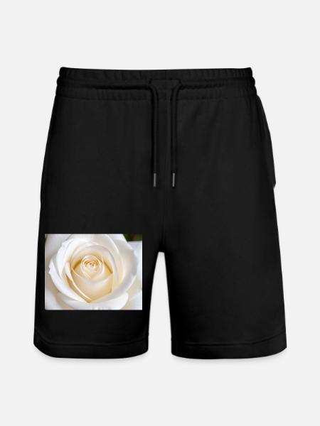 Sleek White Rose for Printing - Stanley/Stella Trainer Unisex Organic Jogging Shorts - black