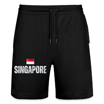 J'aime Singapour, la fierté singapourienne - Short de jogging bio TRAINER Stanley/Stella unisexe - noir - Devant - Nik (191cm) & Marisol (170cm)