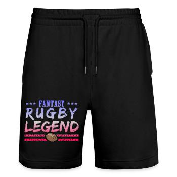Fantasy Rugby Legende – Rugby Passion Geschenk - Stanley/Stella Unisex Bio Joggingshorts Trainer  - Schwarz - Vorne - Nik (191cm) & Marisol (170cm)