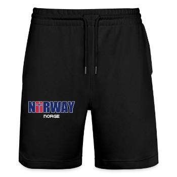 Norway - Norge - Norway - Flag - Scandinavia - Stanley/Stella Trainer Unisex Organic Jogging Shorts - black - Front - Nik (191cm) & Marisol (170cm)