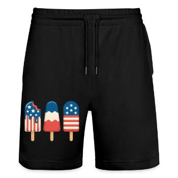 Cream Lover Independence Day 4th of July - Stanley/Stella Unisex Bio Joggingshorts Trainer  - Schwarz - Vorne - Nik (191cm) & Marisol (170cm)