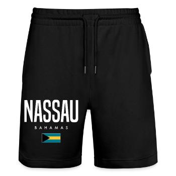 Nassau Bahamas - Stanley/Stella Trainer Unisex Organic Jogging Shorts - black - Front - Nik (191cm) & Marisol (170cm)