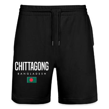 Chittagong Bangladesch - Stanley/Stella Unisex Bio Joggingshorts Trainer  - Schwarz - Vorne - Nik (191cm) & Marisol (170cm)