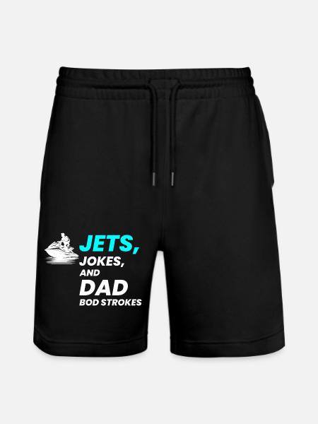 Jets Jokes and Dad Bod Strokes  - Stanley/Stella Trainer Unisex Organic Jogging Shorts - black