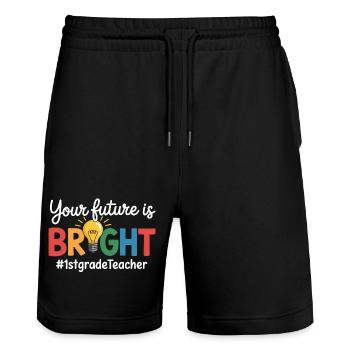 Your Future Is Bright First Grade Back To School - Stanley/Stella Unisex Bio Joggingshorts Trainer  - Schwarz - Vorne - Nik (191cm) & Marisol (170cm)