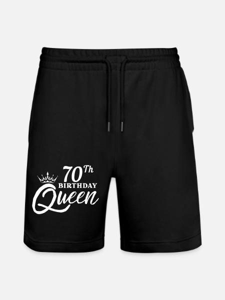 70th Birthday Queen  - Stanley/Stella Trainer Unisex Organic Jogging Shorts - black