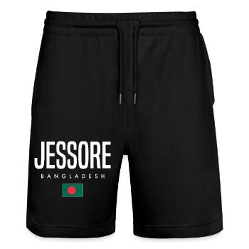 Jessore Bangladesch - Stanley/Stella Unisex Bio Joggingshorts Trainer  - Schwarz - Vorne - Nik (191cm) & Marisol (170cm)