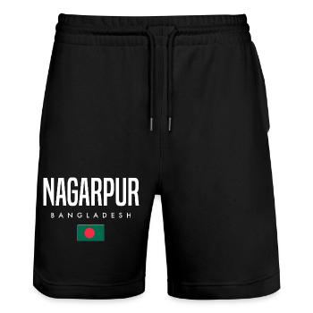 Nagarpur Bangladesh - Stanley/Stella Trainer Unisex Organic Jogging Shorts - black - Front - Nik (191cm) & Marisol (170cm)