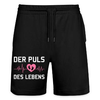 Expectant mother THE PULSE OF LIFE Funny - Stanley/Stella Trainer Unisex Organic Jogging Shorts - black - Front - Nik (191cm) & Marisol (170cm)