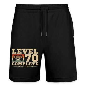 Stufe 70 abgeschlossen - Stanley/Stella Unisex Bio Joggingshorts Trainer  - Schwarz - Vorne - Nik (191cm) & Marisol (170cm)